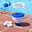 Floating Chlorine Dispenser for Pools Fits 3" Tablets - Pool Chlorine Floater with Adjustable Flow Vents Balanced Chemical Dispenser [3 Tablet Capacity] 7" Diameter Floater