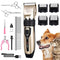 FLEXECHO Dog Clippers Grooming Kit, Dog Hair Scissors Trimmer Professional Pet Shaver Detachable Blades Cordless Rechargeable Pet Clipper Kit with Scissor for Cat, Pet＆Quiet Animal