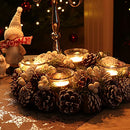 COM-FOUR® Table Wreath for Christmas - White Advent Wreath with Cones - Decorative Wreath with 4 Tea Light Holders - Christmas Wreath with Candle Holder (Advent Wreath L)