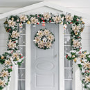 TOYANDONA 12Pcs Christmas Glitter Poinsettia Flowers, Christmas Tree Flower Decorations Artificial Flowers with Stems and Clips for Wedding Party Wreath (Champagne)