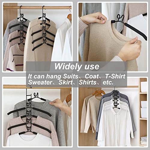 DAWNTREES 4 Pack 5 in 1 Space Saving Hangers,Multilayer Metal Clothes Hanger Space Saver Coat Hangers.Anti-Slip Foam Padded Shirt Suit Hanger