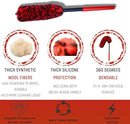 Epzia 4 Pack Long Handle Car Cleaning Kit Wheel Brush Kit - 2X Soft Wheel Woolies Cleaning Brush, Detailing Brush and Stiff Tire Brush, Bendable& Durable Wheel Rim Car Wash Kit