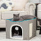 Mofish Cat Beds for Indoor Cats House,Large Pet Cat Cube House Foldable with Ball Hanging and Scratch Pad,Soft and Self Warming Cat Cando Cave & Furniture,Kitten Shelter with Warm Plush Bed (Grey)