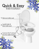 Toilet Bedette, Ultra-Slim Bidet Attachment for Toilet Dual Nozzle (Feminine/Posterior Wash) Hygienic Bidets for Existing Toilets, Adjustable Water Pressure Cold Water Sprayer Baday