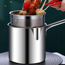 4.7Inch Stainless Steel Fry Pot with Lid and Strainer Basket Stove Top Deep Fryer Japanese Tempura Deep Fryer Basket for French Fries Chicken Wings Shrimp with Stove Ring