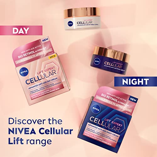 NIVEA Cellular Lift Advanced Night Cream (50ml), Anti Aging Face Cream for Women, Hyaluronic Acid Face Cream, Moisturiser with Hyaluronic Acid & Bakuchiol