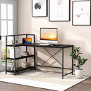 Giantex L-Shaped Computer Desk, Reversible Corner Desk with 3-Tier Storage Shelf & Metal Frame, Modern Executive Office Desk, PC Laptop Workstation for Small Space (Black)