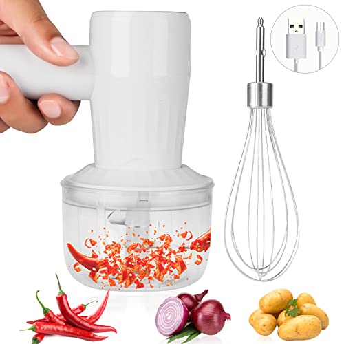 【2in1】Hand Mixer,Food Choppers,Electric Whisk Handheld,Electric Beater,Portable Electric Whisk,Cordless Hand Whisk,Electric Mixers,Electric Garlic Chopper,Handheld Food Processors,Mini Rechargeable Mixer For Cooking,Electric Chopper,Cake Mixer