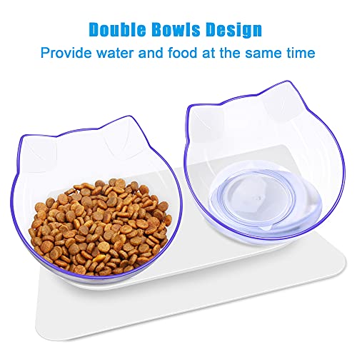 UPSKY Cat Bowls Elevated Cat Food Water Bowls Set, 15° Tilted Raised Cat Bowls, Anti Vomiting Cat Dish Pet Feeder Bowls with Stand for Indoor Cats and Small Dogs