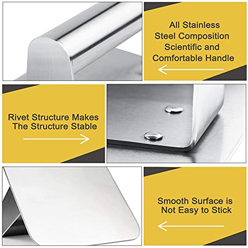 HULISEN Burger Press, Stainless Steel Hamburger Smasher, Non-Stick Smooth Square Bacon Grill Press - Professional Griddle Accessories Kit for Flat Top Griddle Cooking, Gift Package