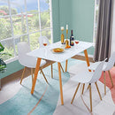 GreenForest Dining Table Modern Rectangular Top with Solid Wood Legs 47.2 Lx 27.6 W x 30 H inch, Kitchen Table White