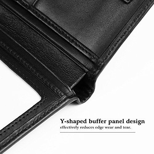 Lavievert Supple Genuine Leather Travel Bifold Wallet Men's RFID Blocking Slim Light-Weight Wallet - Black