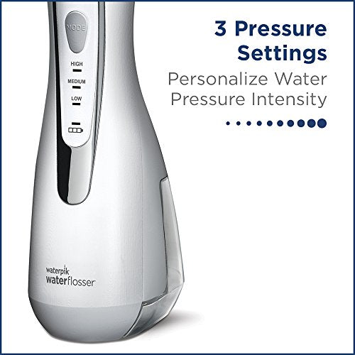 Waterpik Cordless Advanced Water Flosser WP-560 - 3 Pressure Settings - 360° Tip Rotation - 45 Seconds Water Capacity - Extra Quiet Design - 4x Flosser Tips - Dental Floss - Oral Hygiene - White