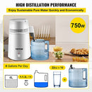 VEVOR Pure Water Distiller 4L Stainless Steel Inner Water Distillation 750W Water Purifier Filter Water Distillers Machine with Collection Bottle for Offices Homes, White