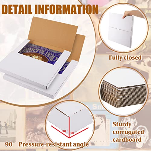 Tatuo 30 Pieces Vinyl Records Mailers 12.5" x 12.5" x 1" Vinyl Record Shipping Boxes Fold LP Cardboard Mailing Boxes Multi Depth Album Mailers for Packaging Moving Storage