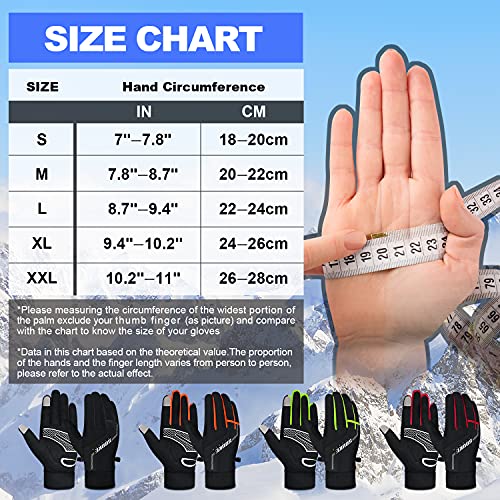 SOUKE Winter Cycling Gloves Men Women Thermal Touch Screen Padded Bike Gloves Water Resistant Windproof for Mountain Biking Running