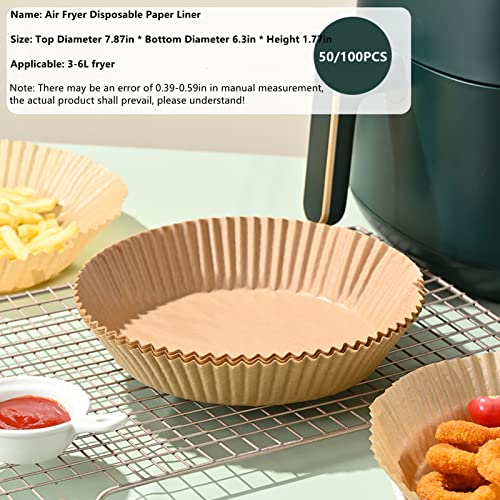 100PCS Air Fryer Disposable Paper Liner, Non-Stick Disposable Air Fryer Liners Parchment，Airfryer Instant Pot Oven Insert Parchment,Oil-Proof Water-Proof Air Fryer Parchment Paper Liners for 3-6L