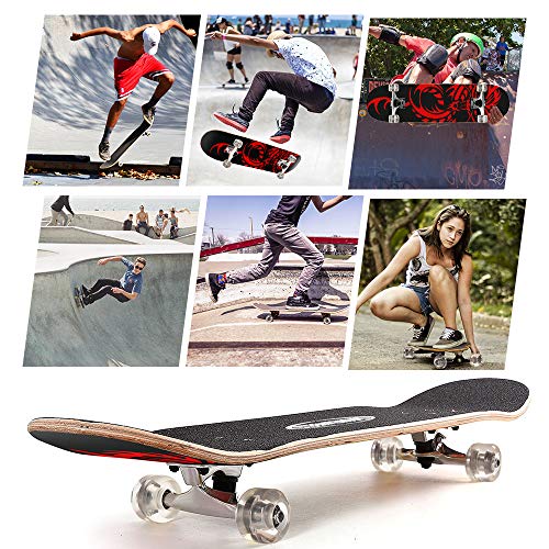 ChromeWheels 31 inch Skateboard Double Kick Skate Board Cruiser Longboard 8 Layer Maple Deck Skateboards for Kids and Beginners