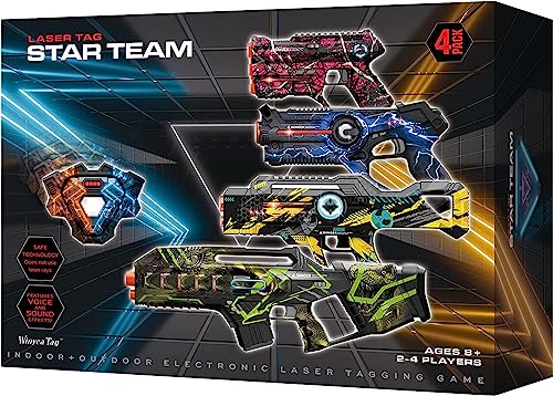 Laser Tag, Lazer Tag Sets with Gun and Vest Set of 4, Gift Ideals for Kids Age 8+ Year Old Cool Toys, Outdoor Game for Teenage Boys, Girls,Adults and Family