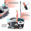 Mop and Bucket Set Spin Mop Bucket with 4 Microfiber Mop Head & Extended Handle, 360 Stainless Steel Spinning Mops System for Floor Cleaning