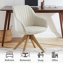 Art Leon Mid Century Modern Swivel Accent Chair with Oak Wood Legs, Desk Chair No Wheels, Armchair for Desk, Off White