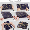 Bigqin 6PCS Navy Blue Gift Wrapping Paper Set Recycled 70 * 50cm Gift Decoration Paper for Kids Women Men Christmas Birthday Holiday Valentine's Day Mother's Day Present Box, with Rope and Tape