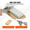 VEVOR Whetstone Knife Sharpening Kit, 2 Dual-Sided Grit Whetstones 400/1000 3000/8000, 10PCS Knife Sharpener Kit with 3 Non-Slip Bases, Angle & Honing Guide, Flattening Stone for All Knives, Scissors