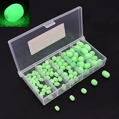 OriGlam 【Happy Shopping Day】 100pcs Soft Plastic Luminous Glow Fishing Beads, Beads Round Beads Fishing Lures, Green Sea Fishing Bead Fishing Tackle Tools