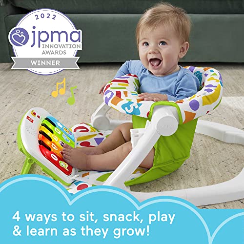 Fisher-Price Portable Baby Chair Kick & Play Deluxe Sit-Me-Up Seat with Piano Learning Toy & Snack Tray for Infants to Toddlers