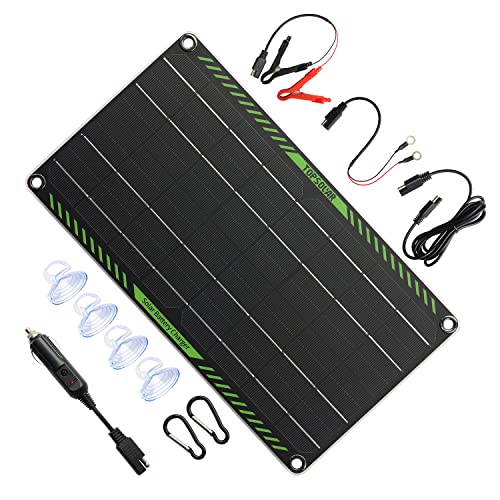 10 Watt 12 Volt Solar Panel Car Battery Charger 10W 12V Portable Solar Trickle Battery Maintainer with Cigarette Lighter Plug & Alligator Clip for Car Boat Motorcycle Tractor