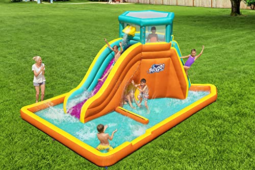 Bestway Inflatable Water Park 5.65x3.73x2.65m Slide World Jumping Castle, Climbing Wall Game, Double Slides Blow Up Playground Bouncer for Outdoor