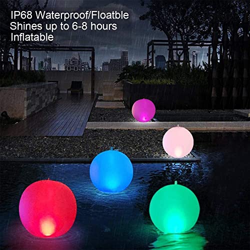 QOCNAM Solar Floating Pool Lights, 14In Led Pool Lights with Remote Control,IP68 Full Waterproof Floating Pool Light Balls 16 Color Changing Hot Tub Lights & Pool Ball Light（Set of 2）