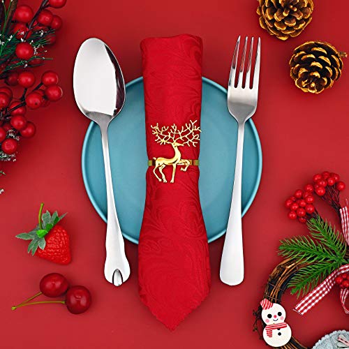 WILLBOND Christmas Napkin Rings Holders Deer Napkin Rings for Christmas Dinners Parties, Wedding Adornment, Table Decor for Christmas and Home Kitchen Dining Table Linen Accessories (Gold, 12)