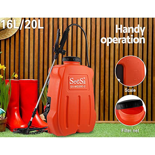 SeeSa 20L Electric Backpack Sprayer 12V Rechargeable Farm Garden Pump Spray Weed Battery Powered Backpack Sprayer for Lawn and Garden, Weeds, Fertilizer