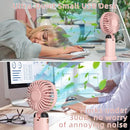 Mini Portable Fan, Mini Fan Personal Fan Handheld Fan USB Rechargeable Small Fan Foldable Desk Fan with 5 Speeds Ideal for Travel/Outdoor/Camping (Pink 02)