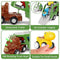 KaeKid Toddler Trucks Toys for 3 4 5 6 Years Old, 5 in 1 Dinosaur Toys Push and Pull Back Vehicles for Kids, Christmas Birthday Gift Car Sets with Light Sound