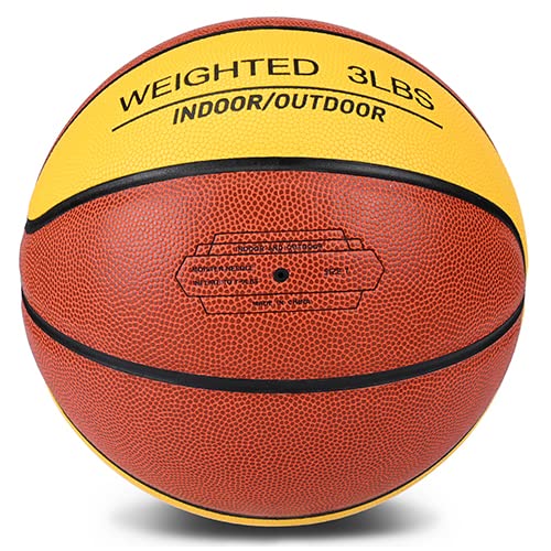 KUYOTQ 1.36KG/3LBS Size 7 Weighted Basketball 29.5" Composite Indoor Outdoor Heavy Trainer Basketball for Improving Ball Handling Dribbling Passing and Rebounding Skill (deflated)