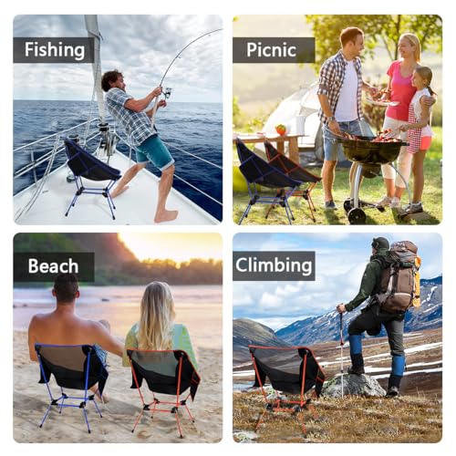 FBSPORT Camping Chair, Portable Folding Chair Lightweight Backpacking Chair Compact & Heavy Duty, Foldable Chair Outdoor with Carry Bag for Hiking Beach Picnic Travel Fishing (1 Pack Dark Blue Large)