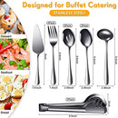 Serving Utensils Include Large Serving Spoons Slotted Serving Spoons Serving Forks Serving Tongs Soup Ladle and Pie Server Buffet Catering Serving Utensils for Dishwasher Safe (Black,10 Pieces)