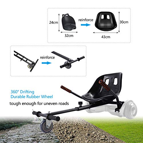 KKA Hoverboard seat Attachment for 6.5”-10” Hoverboard, go Kart Conversion kit, Accessory for self Balancing Scooter, Transform Your Hoverboard into a go cart, Black
