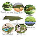 3m x 3m Hammock Rain Fly Tent Tarp Waterproof Windproof Snowproof Camping Shelter Portable Lightweight Basha Sunshade for Snow Camping Outdoor Travel (Army-Green)