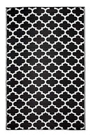 Tangier Trellis Plastic mats Rugs Reversible and Recycled for Home, Patio, Backyard, Deck, Picnic, Beach, Trailer, Camping (Black and White, 240cm x 300cm)