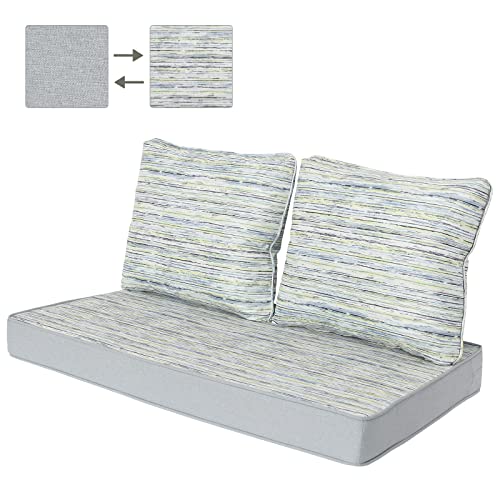 HonTop Outdoor Loveseat Cushions for Furniture Indoor Bench Chair Glider Deep Seat Patio Slipcovers Sunbrella ,46 x 26, Gray