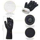 2 PCS BBQ Grill Gloves Heat Resistant Kitchen Oven Pot Holder Silicone Non-Slip Glove for Cooking, Barbecue, Cutting and Outdoor Camping, Baking, Welding, Fireplace (Black - 1 Pair)