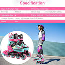 Inline Skates with Full Light Up Wheels, 4 Sizes Adjustable Roller Blades for Girls and Boys, Illuminating Beginner Rollerblades