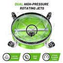 14" Pressure Washer Surface Cleaner with 4 Wheels - Coated Green Stainless Steel Surface Cleaner for Pressure Washer Attachment for Concrete, Patio, Sidewalk, Deck and Driveways - PWS14G