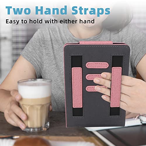 WALNEW Flip Case for 6.8” Kindle Paperwhite 11th Generation 2021 – Two Hand Straps PU Leather Vertical Multi-Viewing Stand Cover with Auto Wake/Sleep for Kindle Paperwhite 2021 Signature Edition