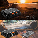 iodoo LED Construction Spotlight Battery, 100 W LED Work Light Battery 336 LEDs Solar Panel, 4 Light Modes, External Battery with 16500 mAh Rechargeable Power Bank for Camping, Work, Fishing, Colour