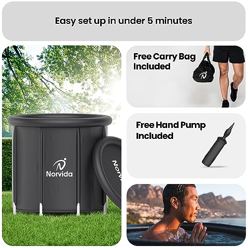 Ice Bath Tub Outdoor, Large Cold Water Therapy Ice Recovery Pod with Lid, All-Weather Cover, Portable Adult Ice Bath for Outside Cold Plunge