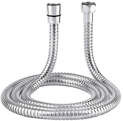 ValueHall Shower Hose 59Inches/1.5M Stainless Steel Shower Head Hose Double Lock Extra Long Replacement Handheld Shower Hose with Brass Fittings Teflon Tape and Washers Included Chrome Finish V7052